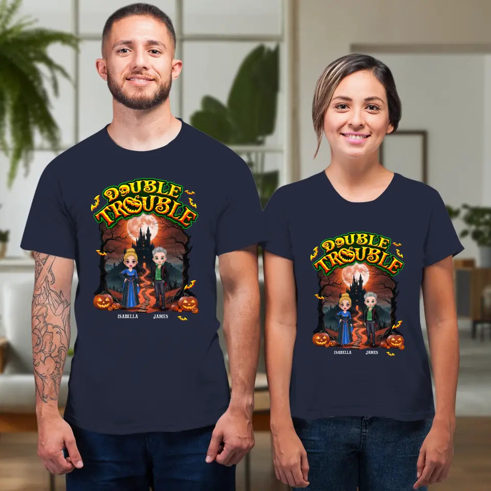 Double Trouble - Custom Name - Personalized Gifts for Couples - T-Shirt