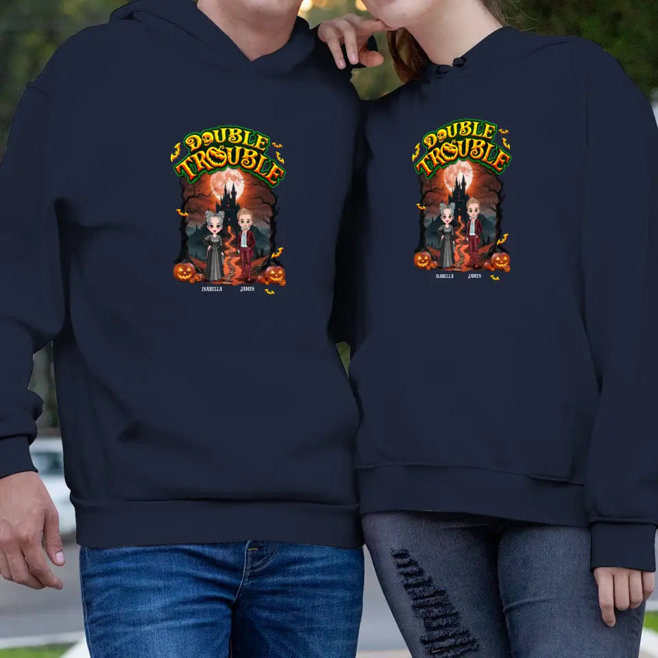 Double Trouble - Custom Name - Personalized Gifts for Couples - Hoodie