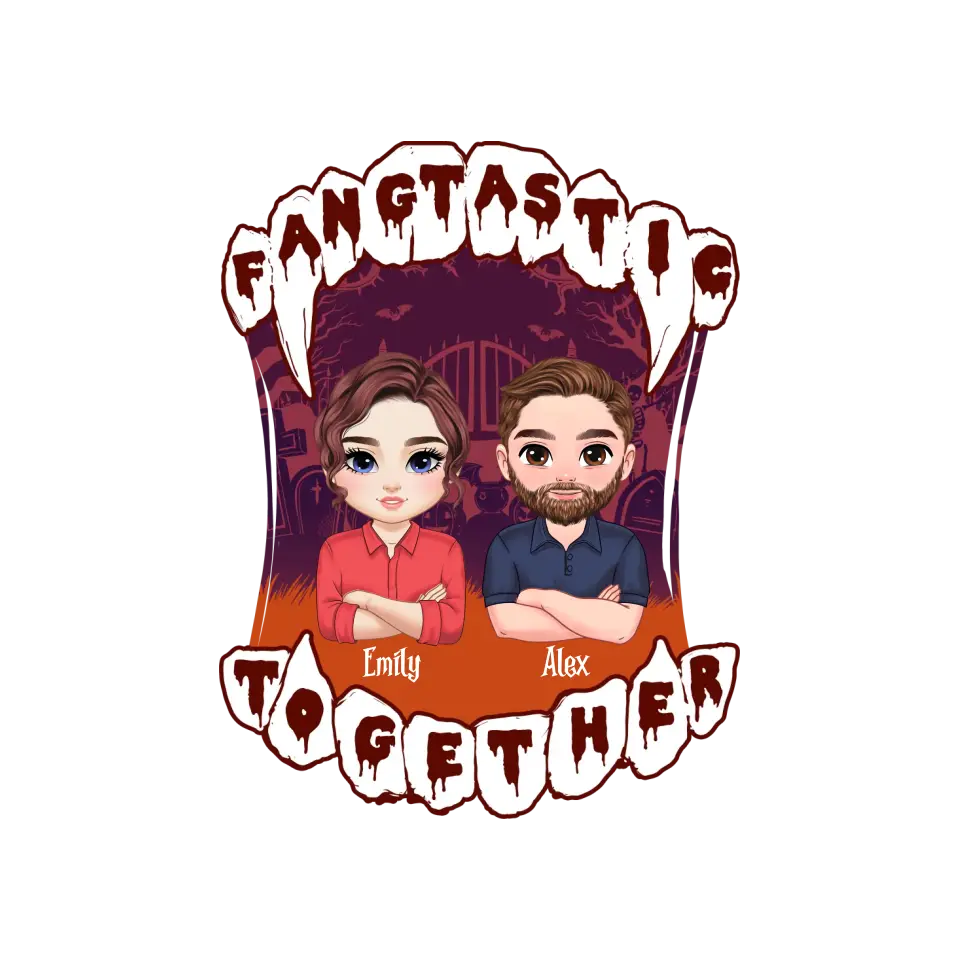Fangtastic Together - Custom Name - Personalized Gifts for Couples - Hoodie