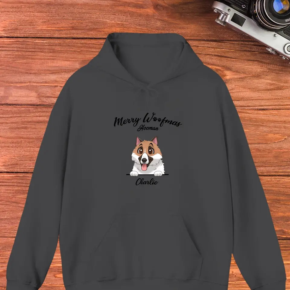 Merry Woofmas Hooman - Custom Name - Personalized Gifts For Dog Lovers - T-shirt