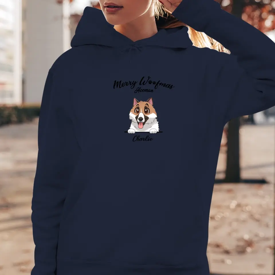 Merry Woofmas Hooman - Custom Name - Personalized Gifts For Dog Lovers - Sweater