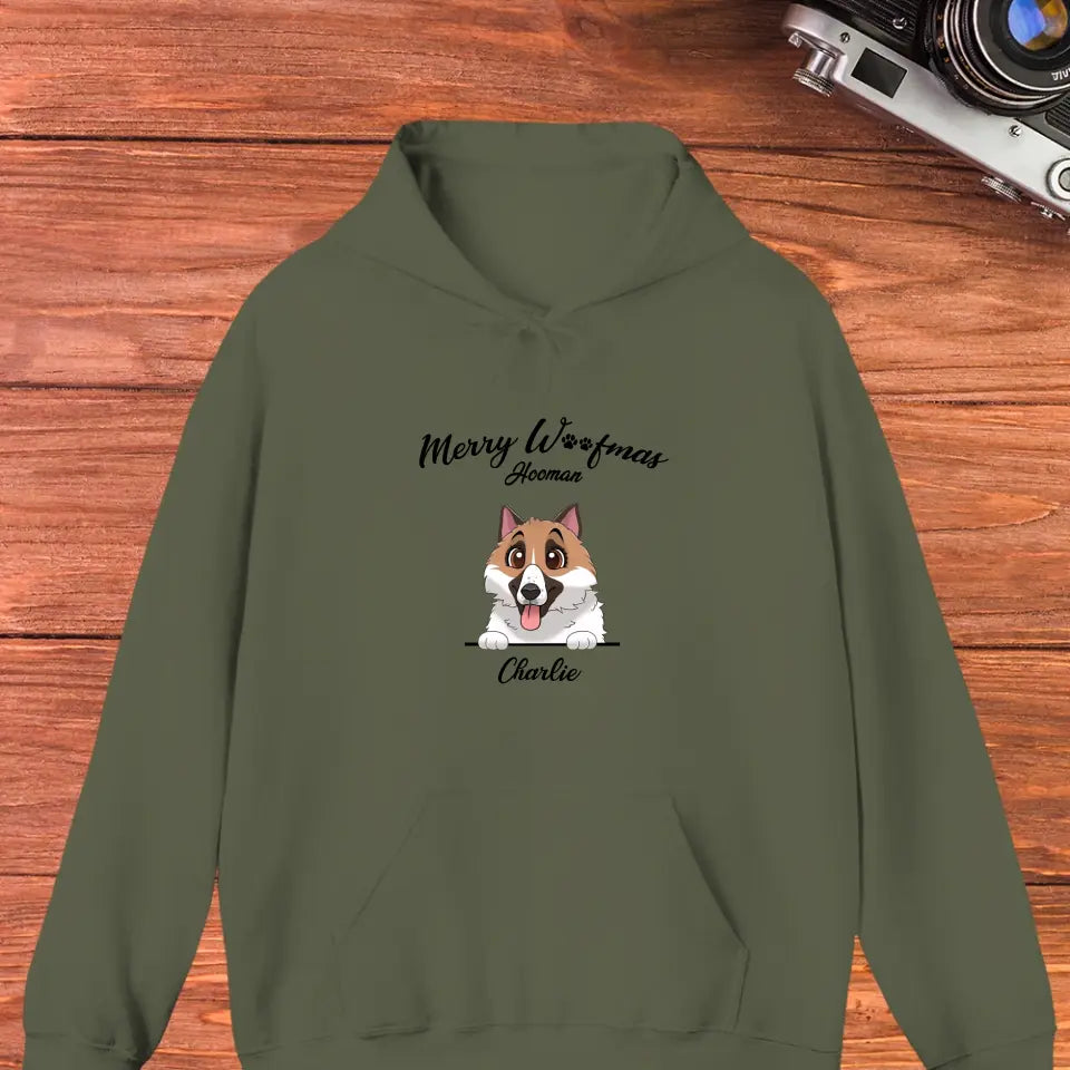 Merry Woofmas Hooman - Custom Name - Personalized Gifts For Dog Lovers - T-shirt