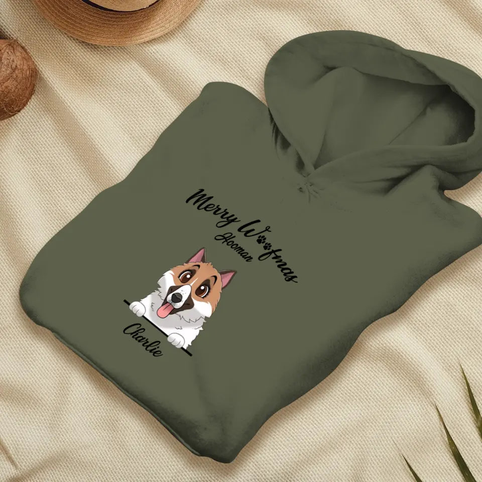 Merry Woofmas Hooman - Custom Name - Personalized Gifts For Dog Lovers - T-shirt