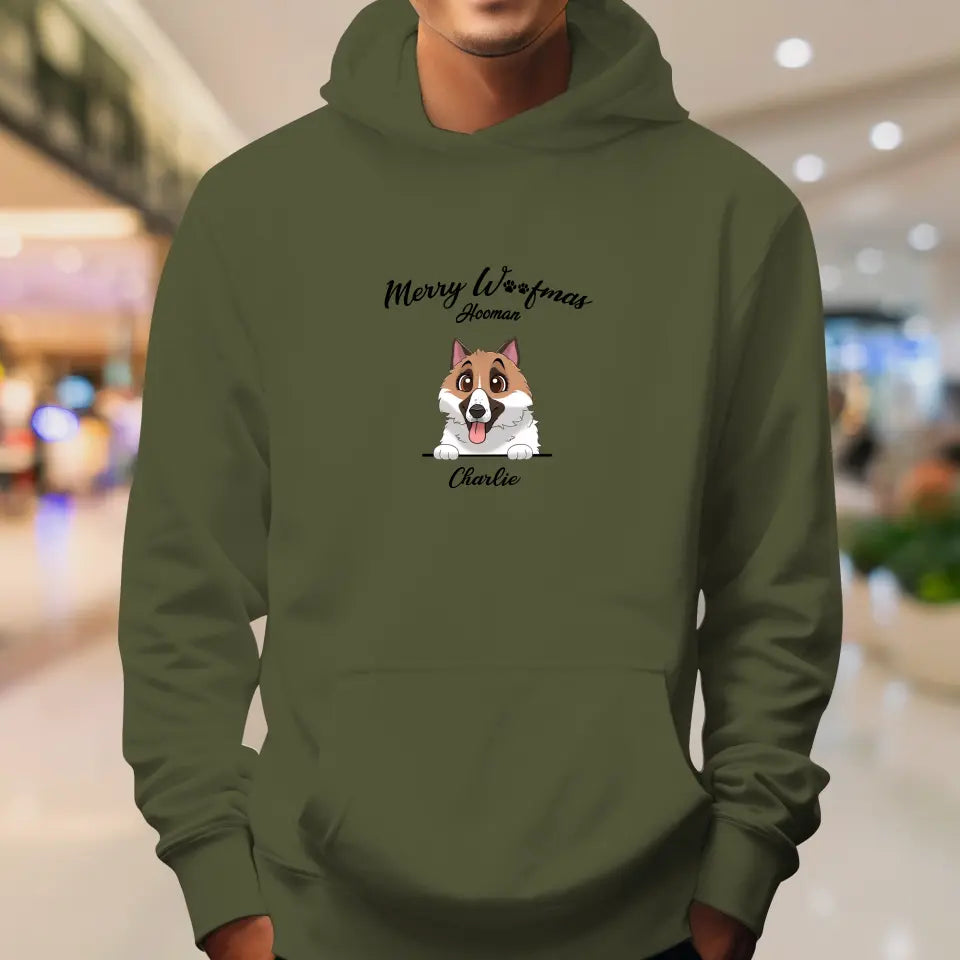 Merry Woofmas Hooman - Custom Name - Personalized Gifts For Dog Lovers - T-shirt