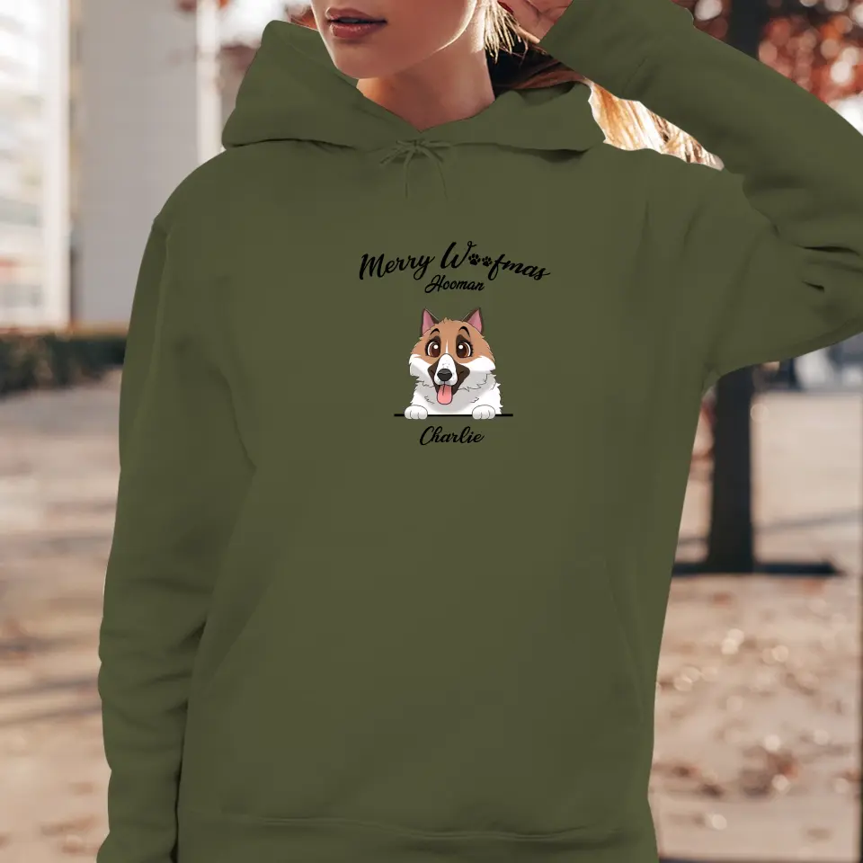 Merry Woofmas Hooman - Custom Name - Personalized Gifts For Dog Lovers - Sweater