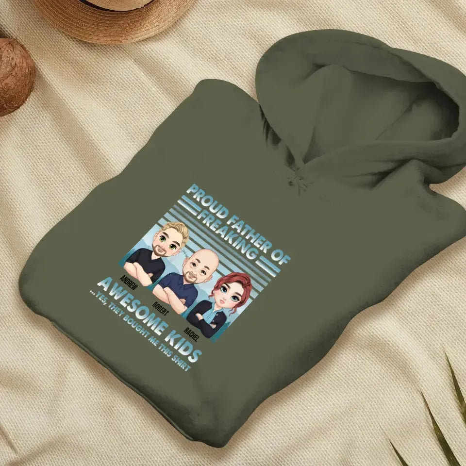 Proud Father Of Freaking Kids - Custom Quote - Personalized Gifts for Dad - Unisex Sweater