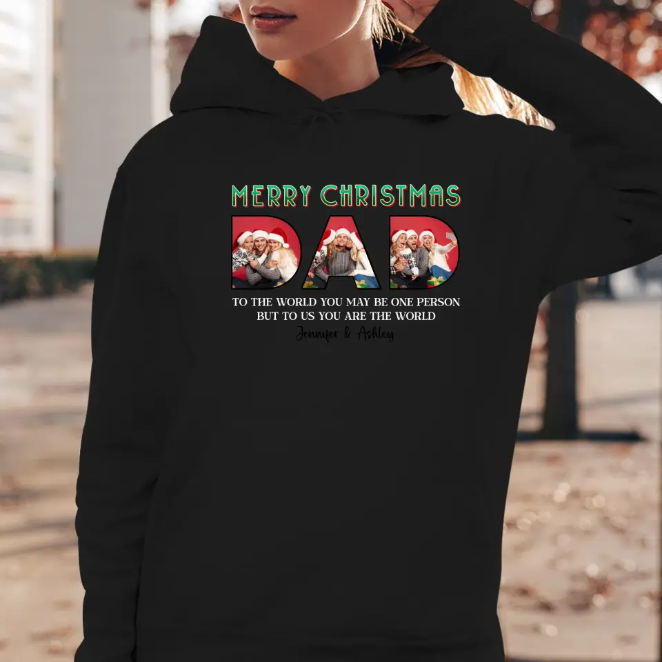 Merry Christmas Daddy - Custom Photo - Personalized Gifts For Dad - T-shirt