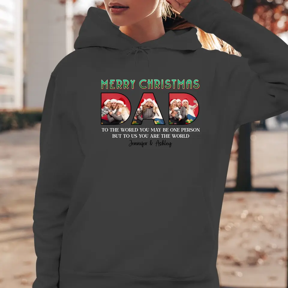 Merry Christmas Daddy - Custom Photo - Personalized Gifts For Dad - T-shirt