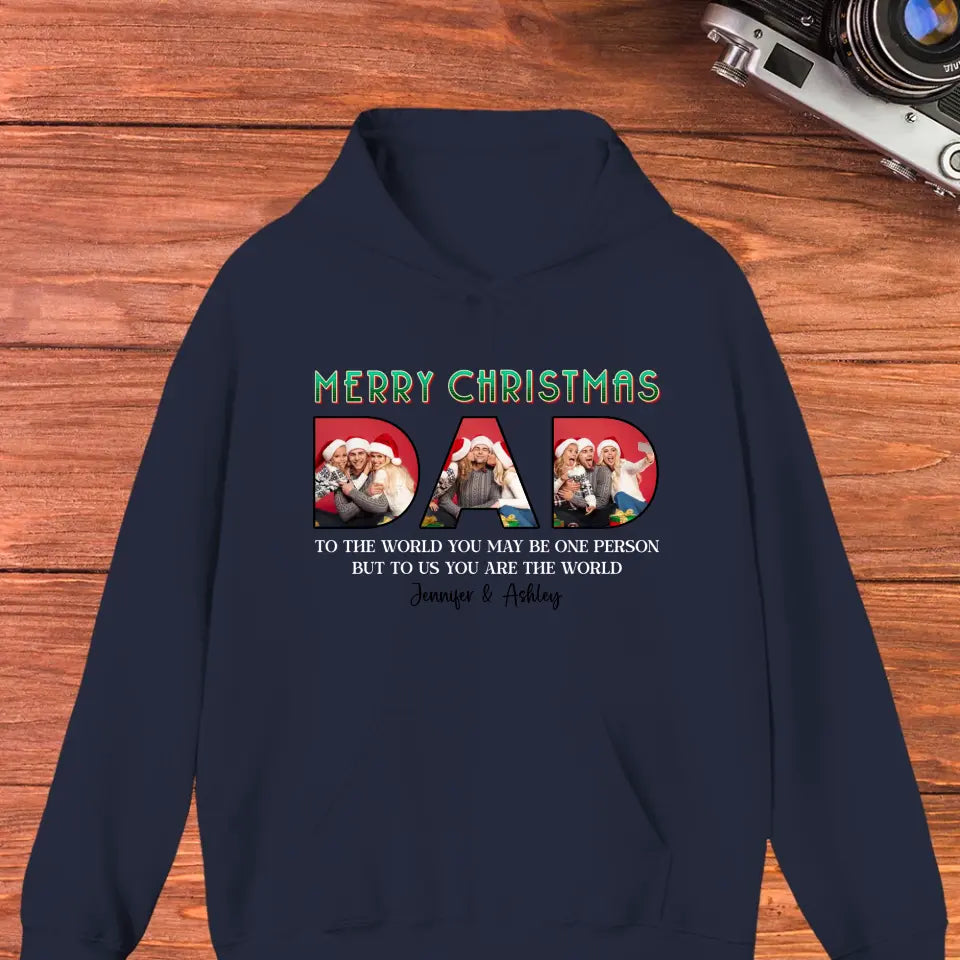 Merry Christmas Daddy - Custom Photo - Personalized Gifts For Dad - T-shirt