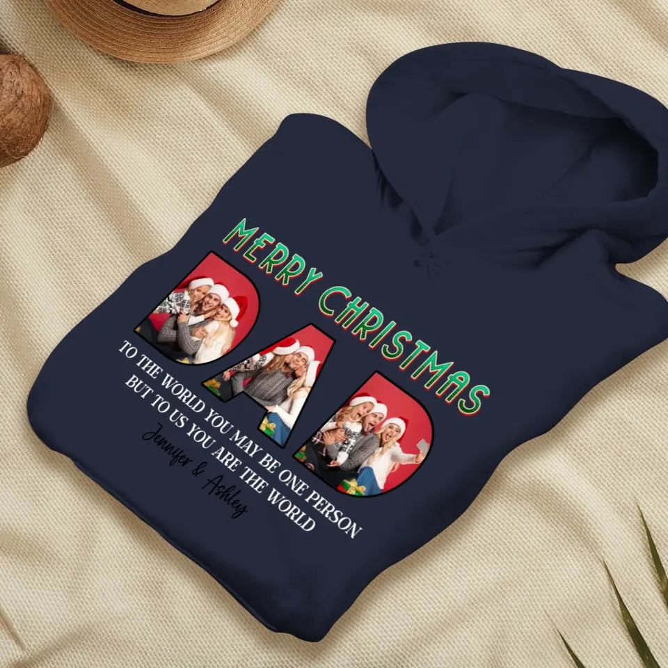 Merry Christmas Daddy - Custom Photo - Personalized Gifts For Dad - T-shirt