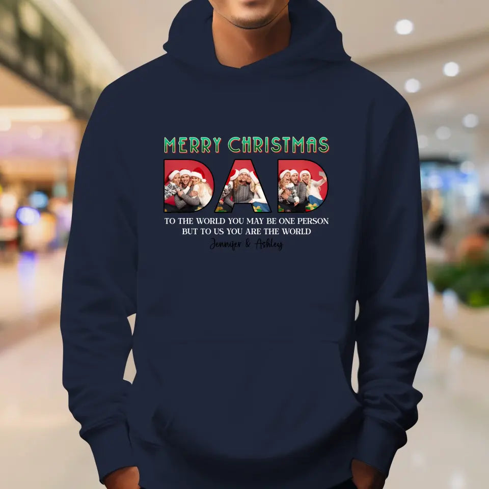 Merry Christmas Daddy - Custom Photo - Personalized Gifts For Dad - T-shirt