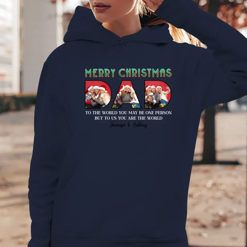 Merry Christmas Daddy - Custom Photo - Personalized Gifts For Dad - T-shirt