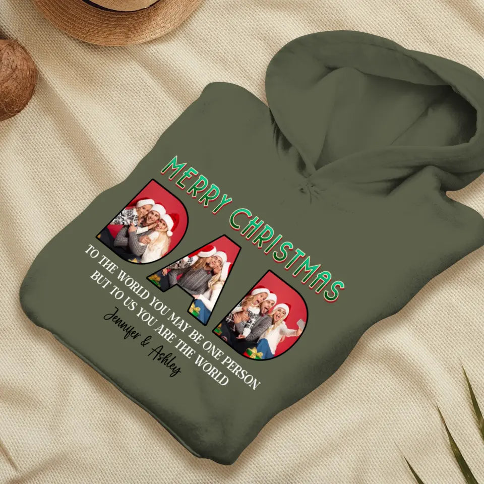 Merry Christmas Daddy - Custom Photo - Personalized Gifts For Dad - T-shirt