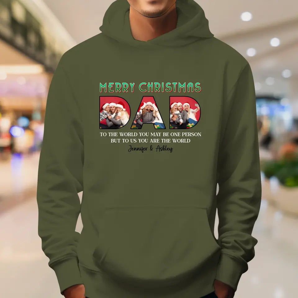 Merry Christmas Daddy - Custom Photo - Personalized Gifts For Dad - T-shirt