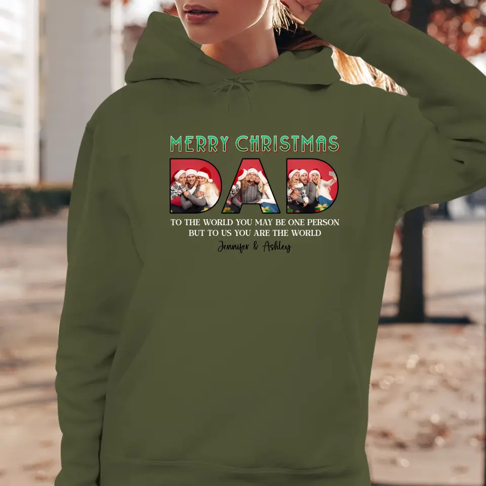 Merry Christmas Daddy - Custom Photo - Personalized Gifts For Dad - T-shirt