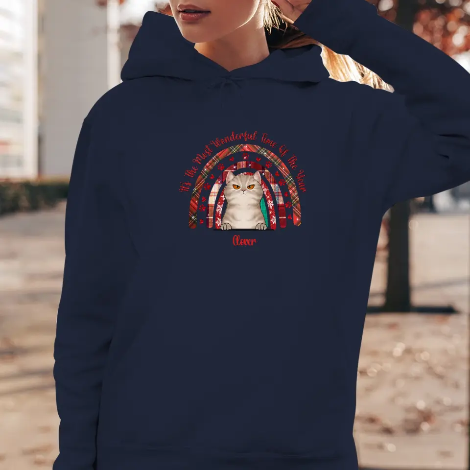 It's The Most Wonderful Time -  Custom Name - Personalized Gifts For Cat Lovers - Unisex Hoodie