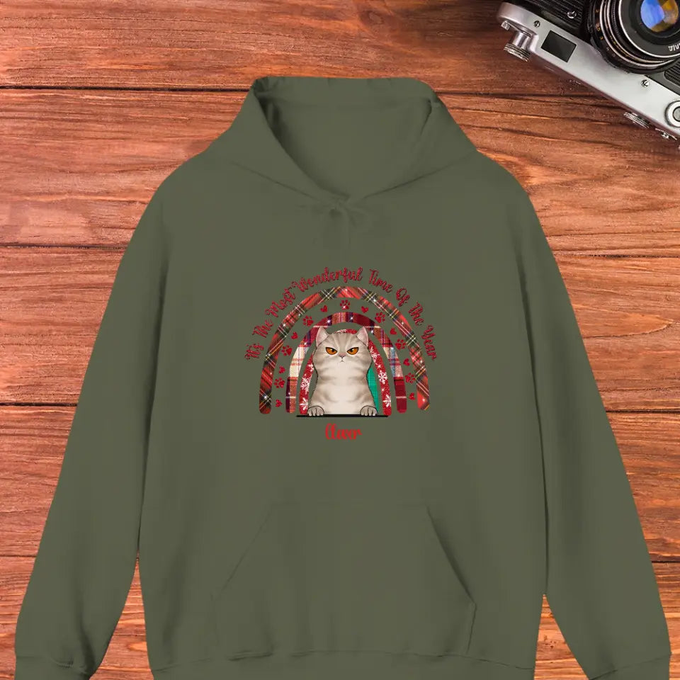 It's The Most Wonderful Time -  Custom Name - Personalized Gifts For Cat Lovers - Unisex Hoodie