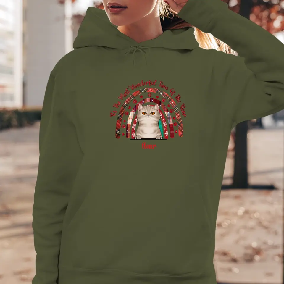 It's The Most Wonderful Time -  Custom Name - Personalized Gifts For Cat Lovers - Unisex Hoodie