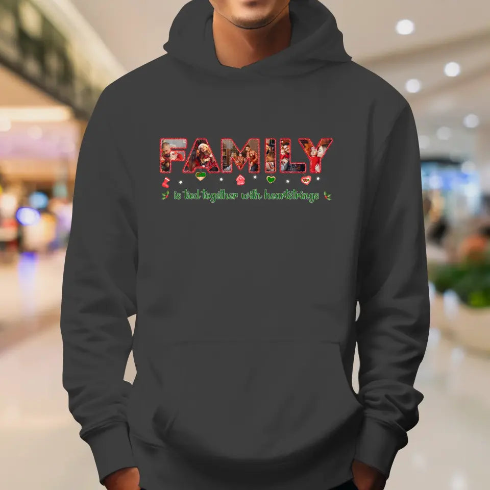 Family Is Tied Together With Heartstrings - Custom Photo - Personalized Gifts For Family - T-shirt