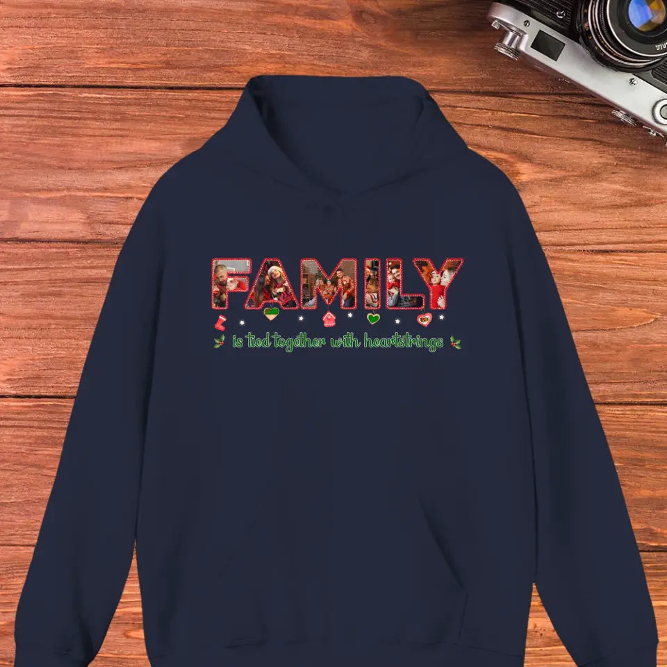 Family Is Tied Together With Heartstrings - Custom Photo - Personalized Gifts For Family - T-shirt