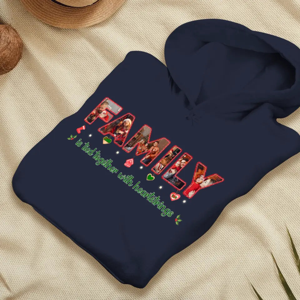 Family Is Tied Together With Heartstrings - Custom Photo - Personalized Gifts For Family - T-shirt