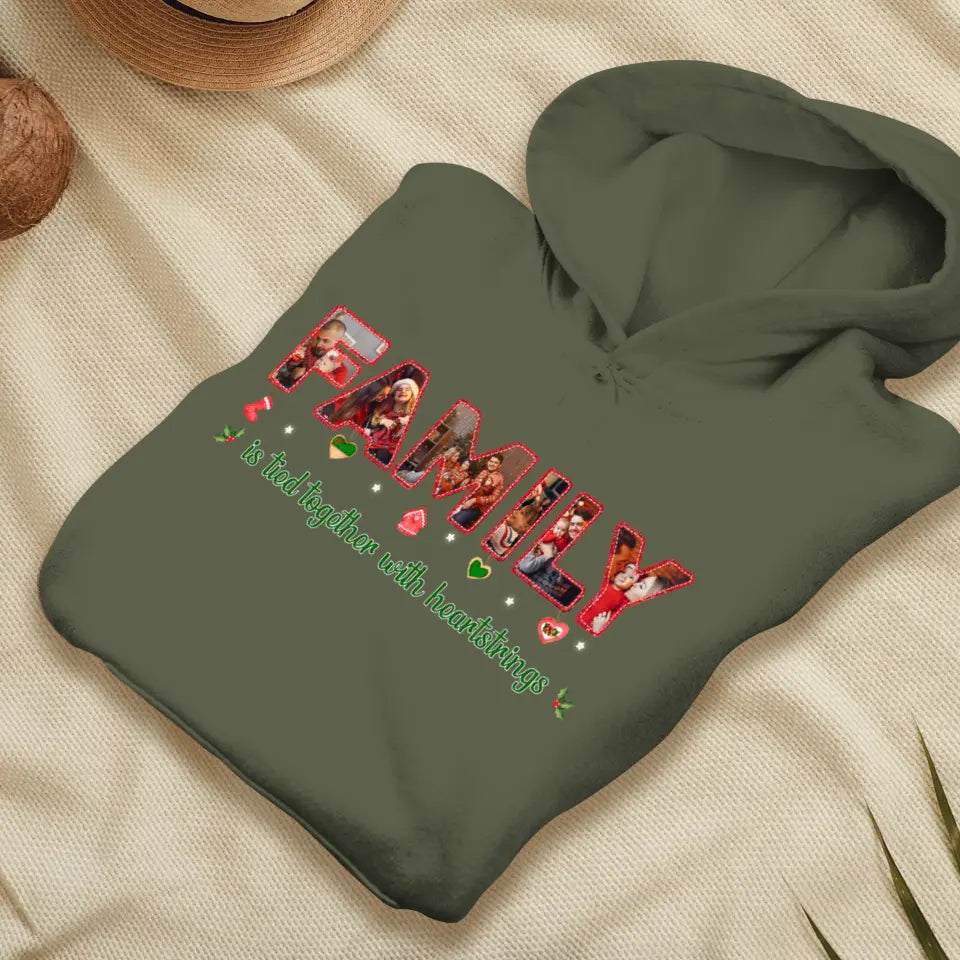 Family Is Tied Together With Heartstrings - Custom Photo - Personalized Gifts For Family - T-shirt