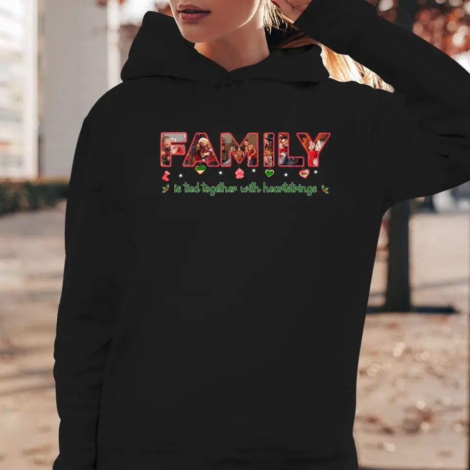 Family Is Tied Together With Heartstrings -  Custom Photo - Personalized Gift For Family - Sweater