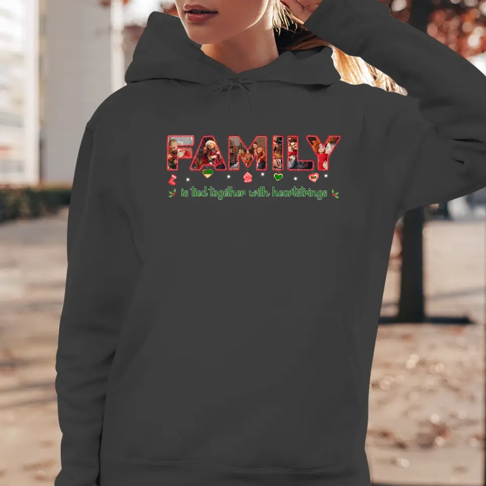 Family Is Tied Together With Heartstrings -  Custom Photo - Personalized Gift For Family - Sweater