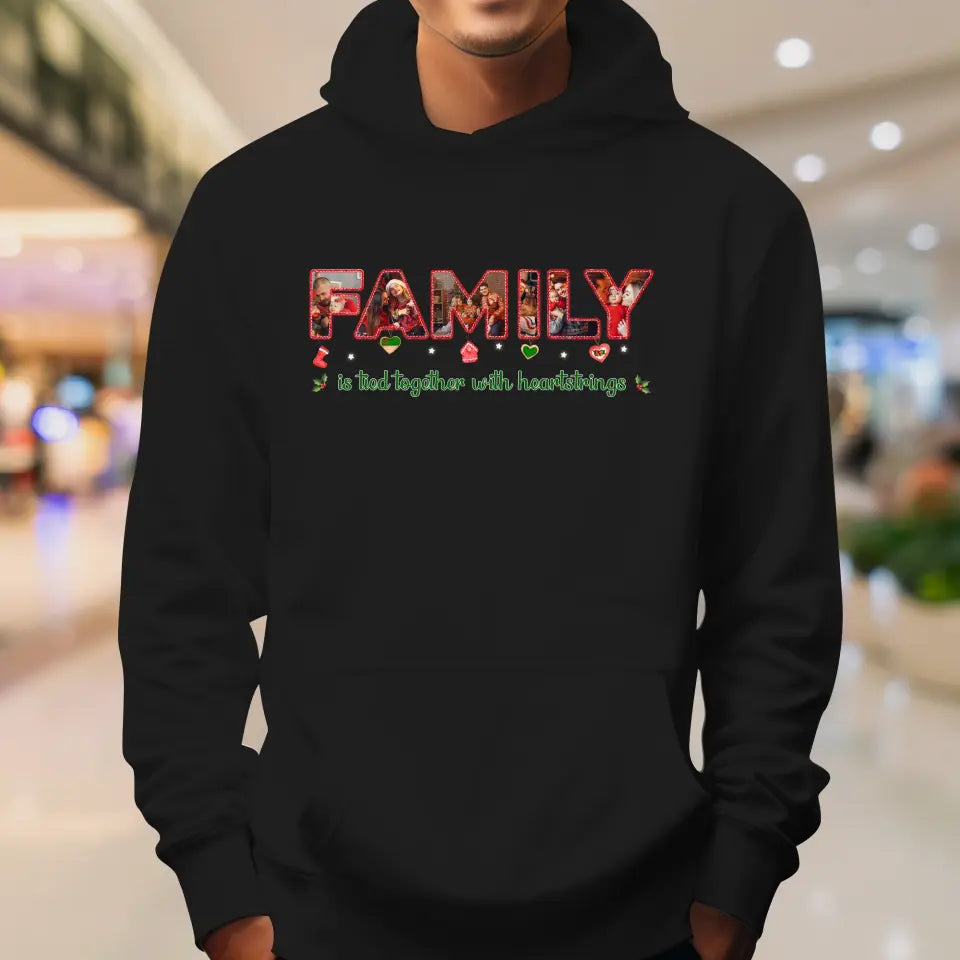 Family Is Tied Together With Heartstrings -  Custom Photo -  Personalized Gift For Family - T-shirt