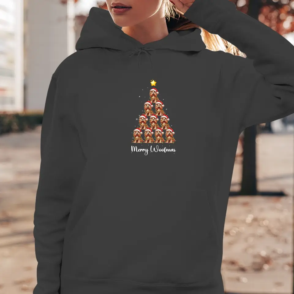 Dog Christmas Tree -  Custom Quote - Personalized Gift For Dog Lovers - Hoodie