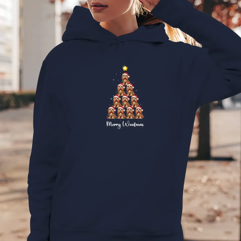 Dog Christmas Tree -  Custom Quote - Personalized Gift For Dog Lovers - Hoodie