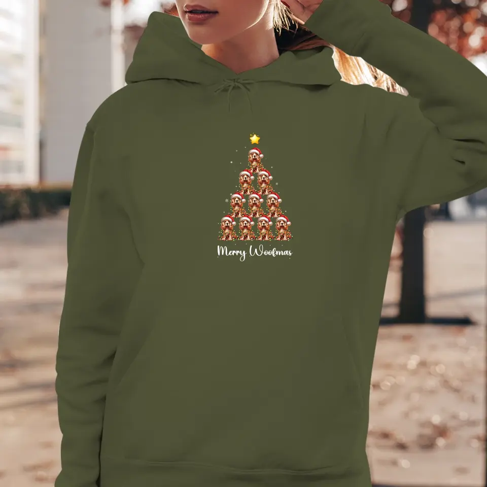 Dog Christmas Tree -  Custom Quote - Personalized Gift For Dog Lovers - Hoodie