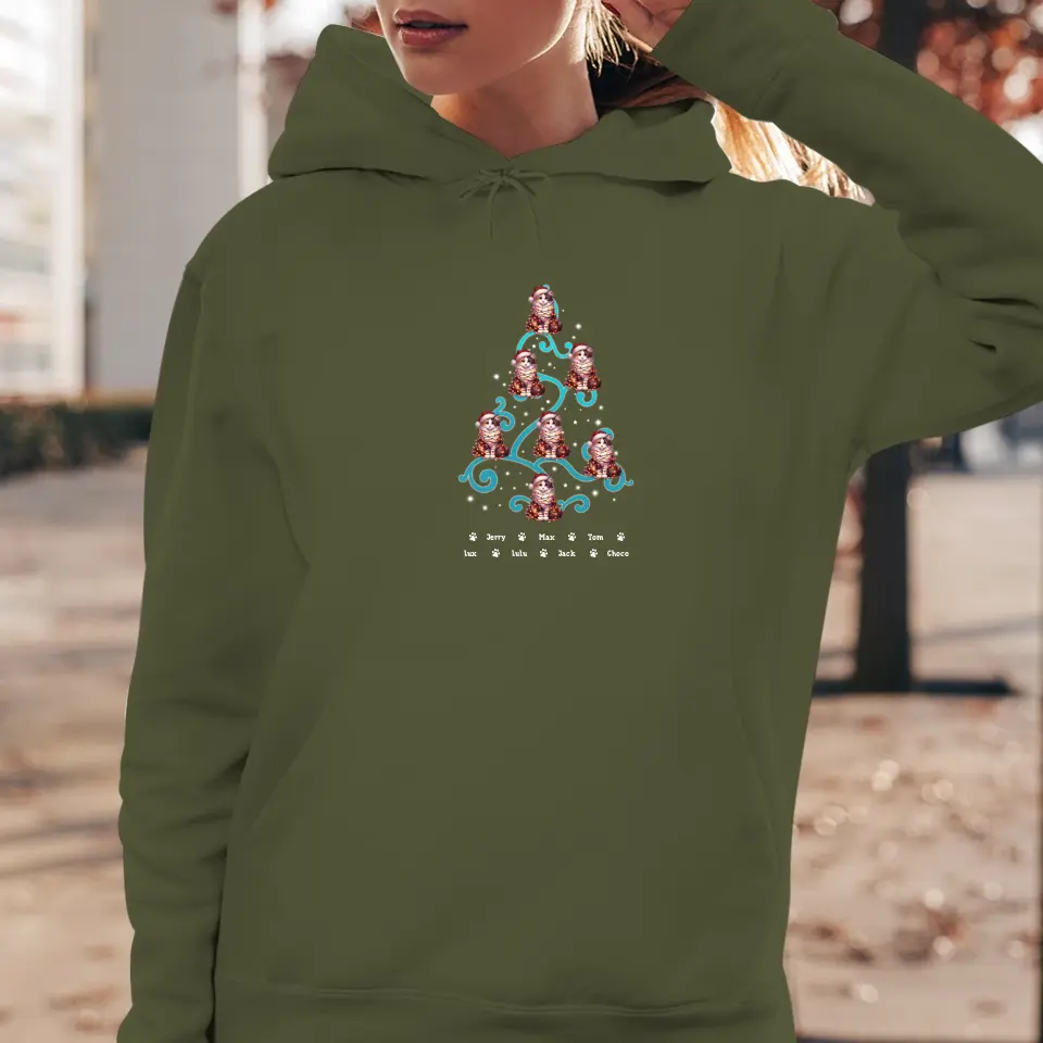 Cat Christmas Tree - Custom Name - Personalized Gifts For Cat Lovers - T-shirt