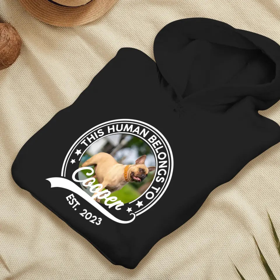 This Human Belongs To Photo - Custom Photo - Personalized Gifts for Dog Lovers - Unisex Sweater