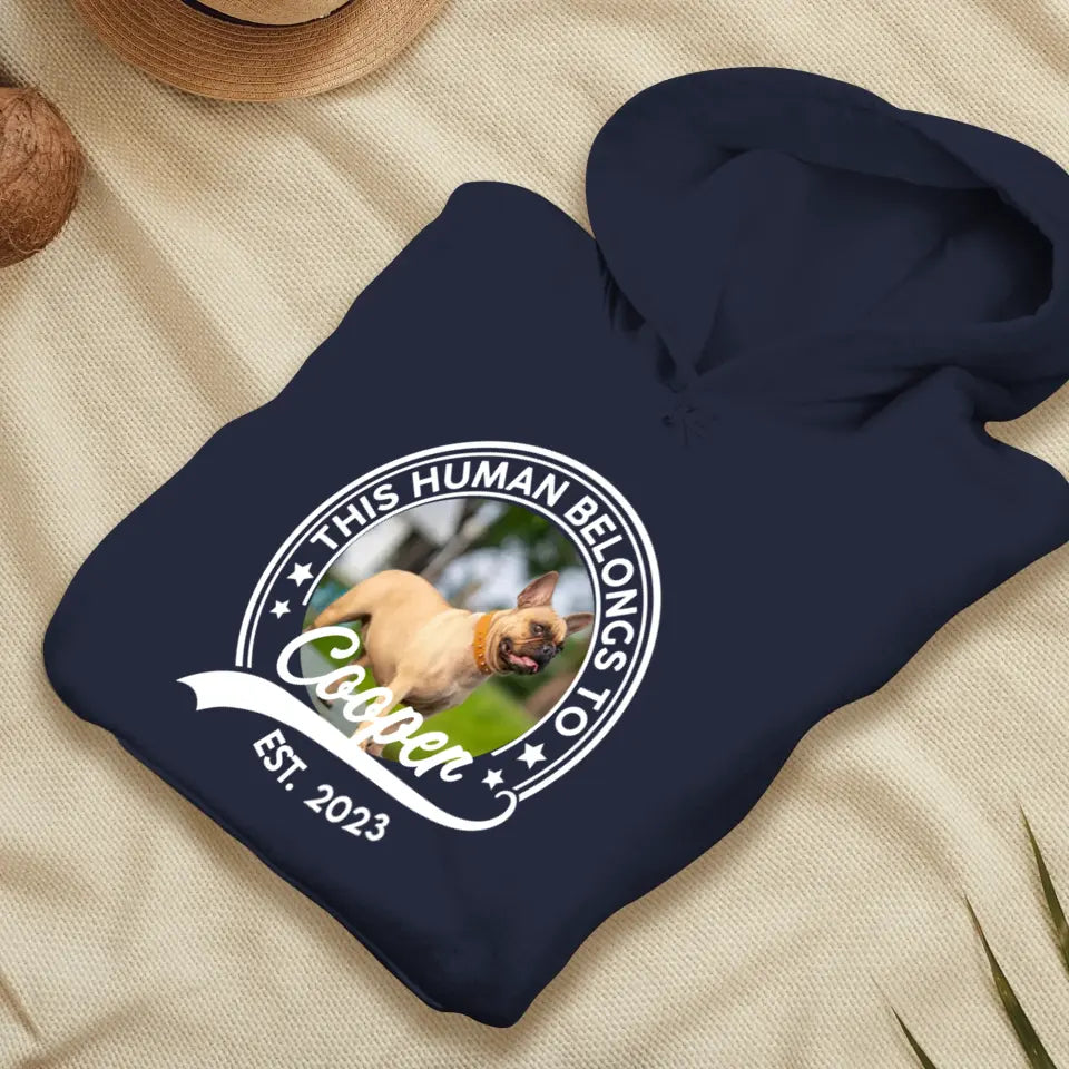 This Human Belongs To Photo - Custom Photo - Personalized Gifts for Dog Lovers - Unisex Sweater