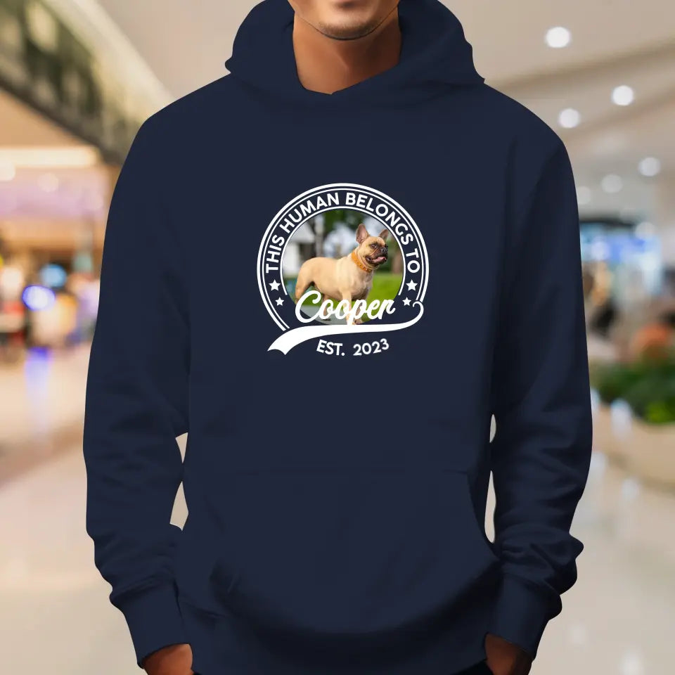 This Human Belongs To Photo - Custom Photo - Personalized Gifts for Dog Lovers - Unisex Sweater