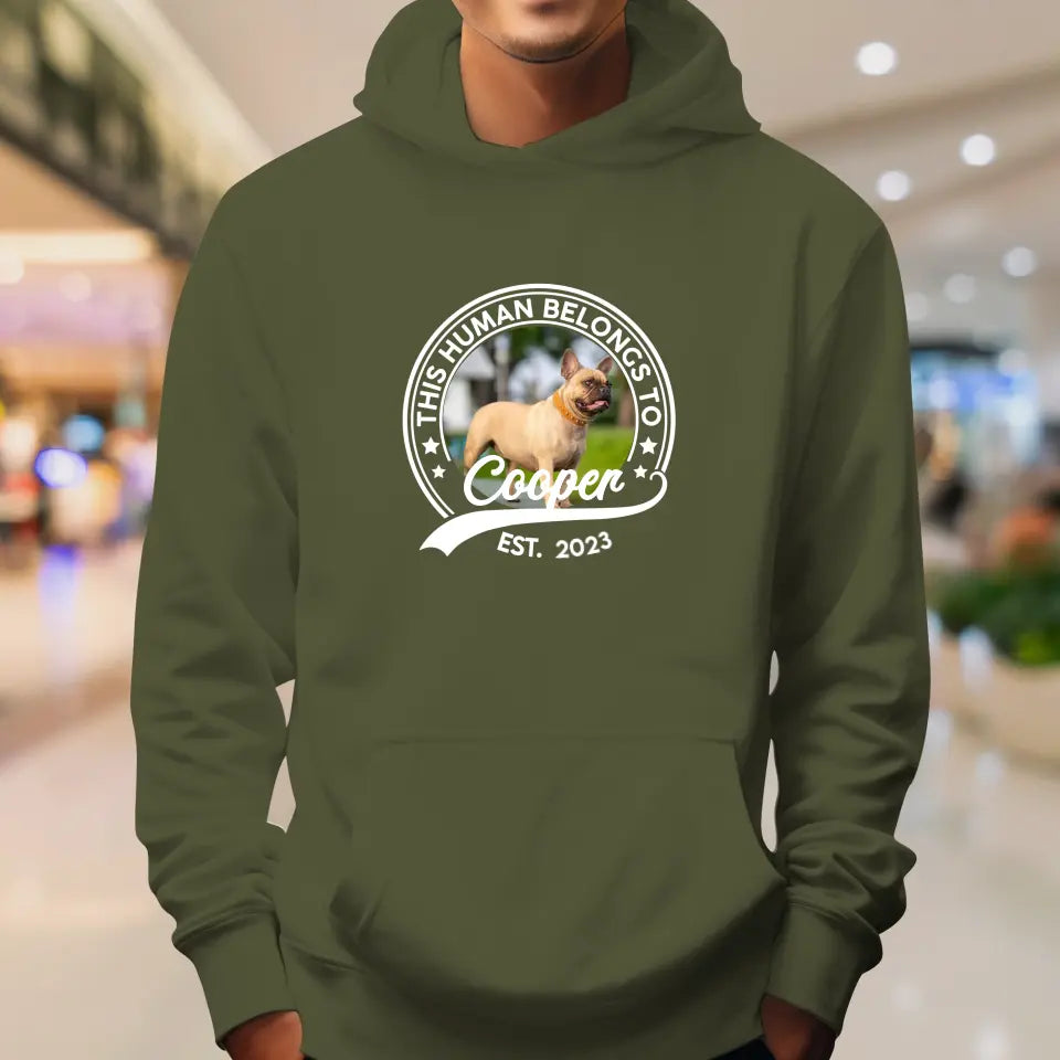 This Human Belongs To Photo - Custom Photo - Personalized Gifts for Dog Lovers - Unisex Sweater