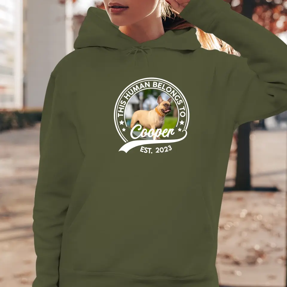 This Human Belongs To Photo - Custom Photo - Personalized Gifts for Dog Lovers - Unisex Sweater