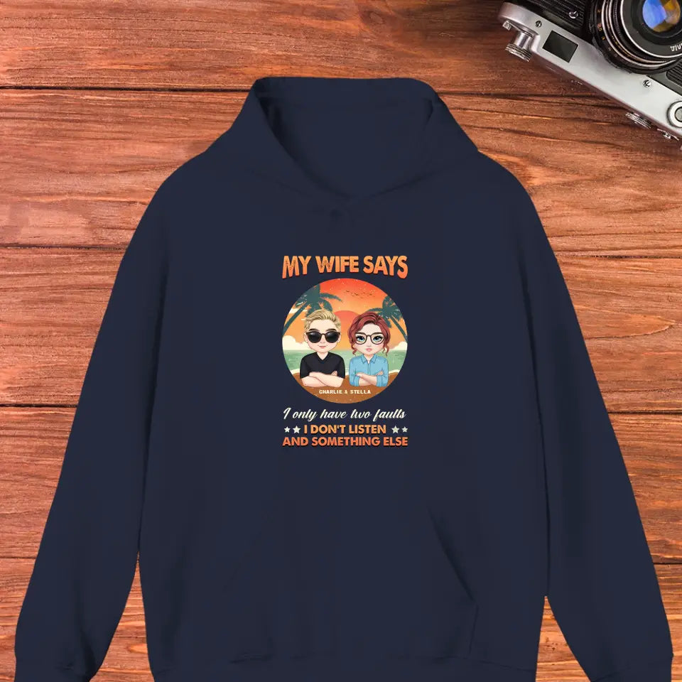 Two Faults Husband Wife Retro - Personalized Gifts For Couples - Unisex Hoodie