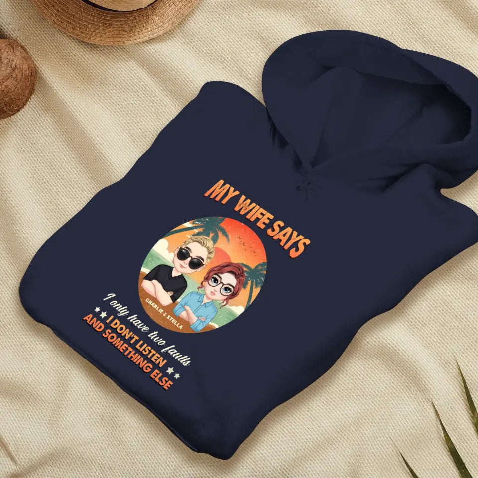 Two Faults Husband Wife Retro - Personalized Gifts For Couples - Unisex Hoodie