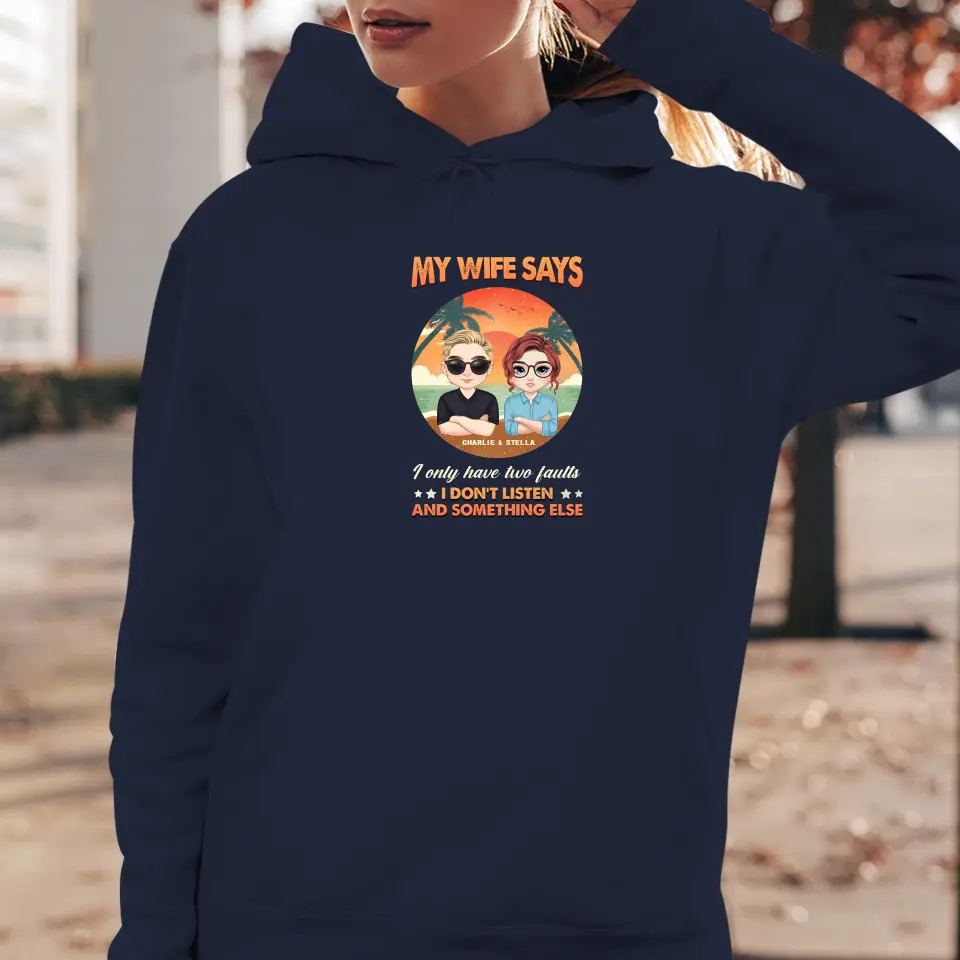 Two Faults Husband Wife Retro - Personalized Gifts For Couples - Unisex Hoodie