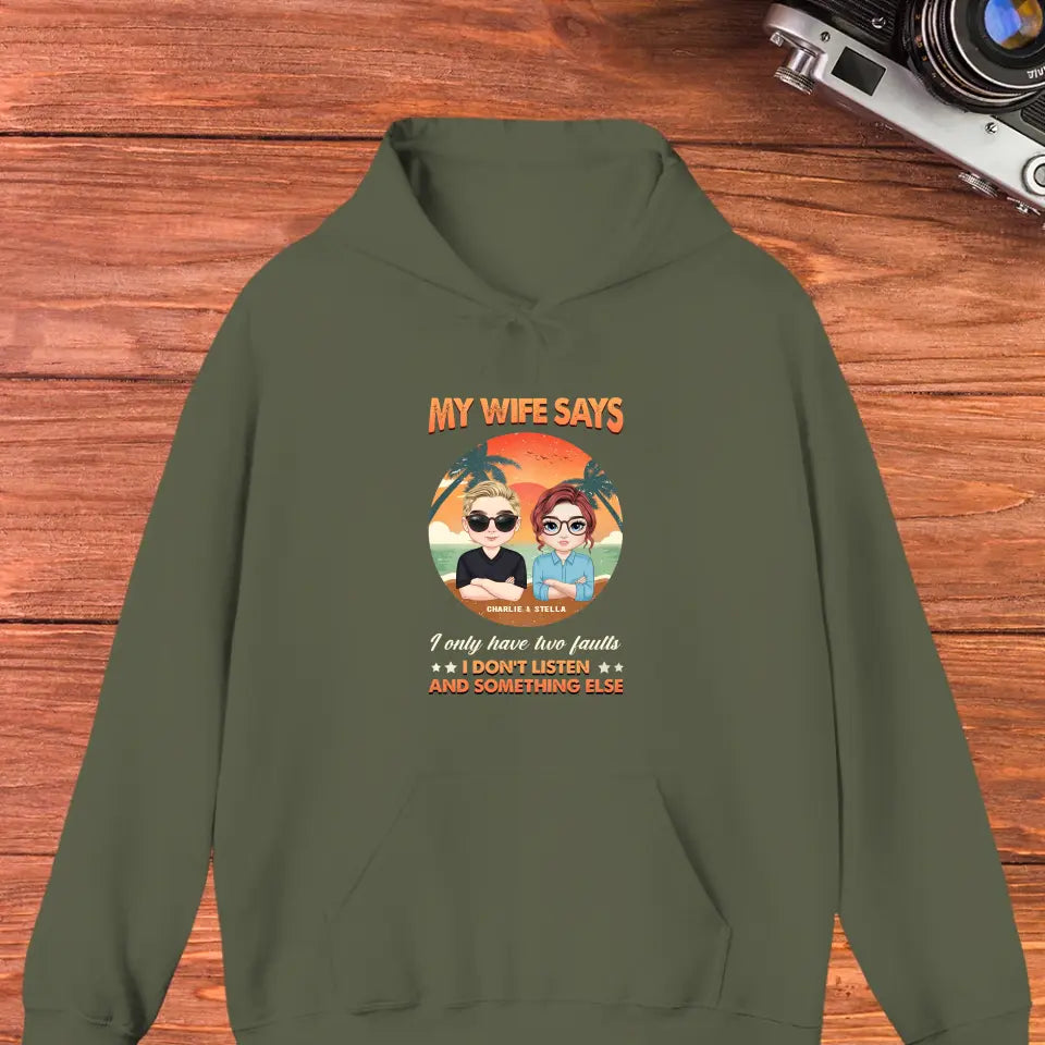 Two Faults Husband Wife Retro - Personalized Gifts For Couples - Unisex Hoodie