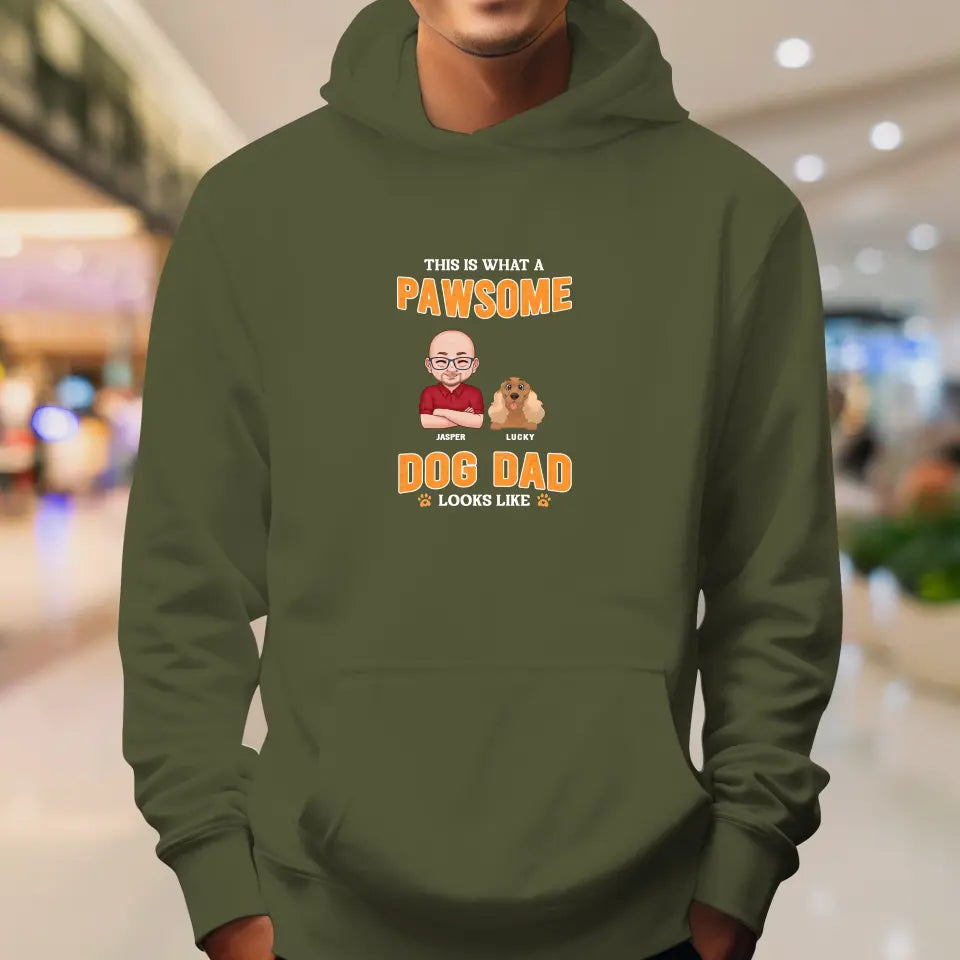 This Is What A Pawsome Dog Dad Looks Like - Custom Name - Personalized Gift For Dog Lovers - Unisex Hoodie