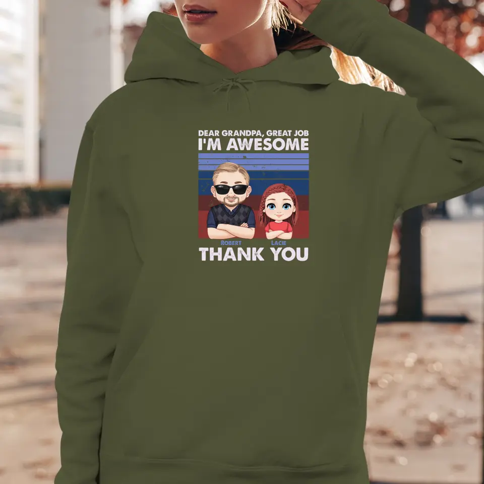 Dear Grandpa Great Job - Personalized Gifts For Grandpa - Unisex Sweater