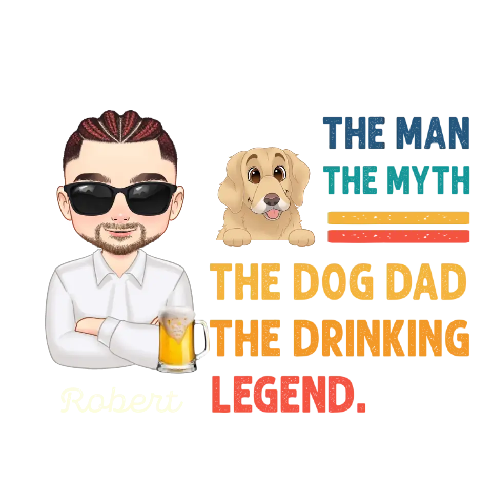 The Man, The Myth, The Dog Dad - Custom Name - Personalized Gifts For Dad - T-Shirt