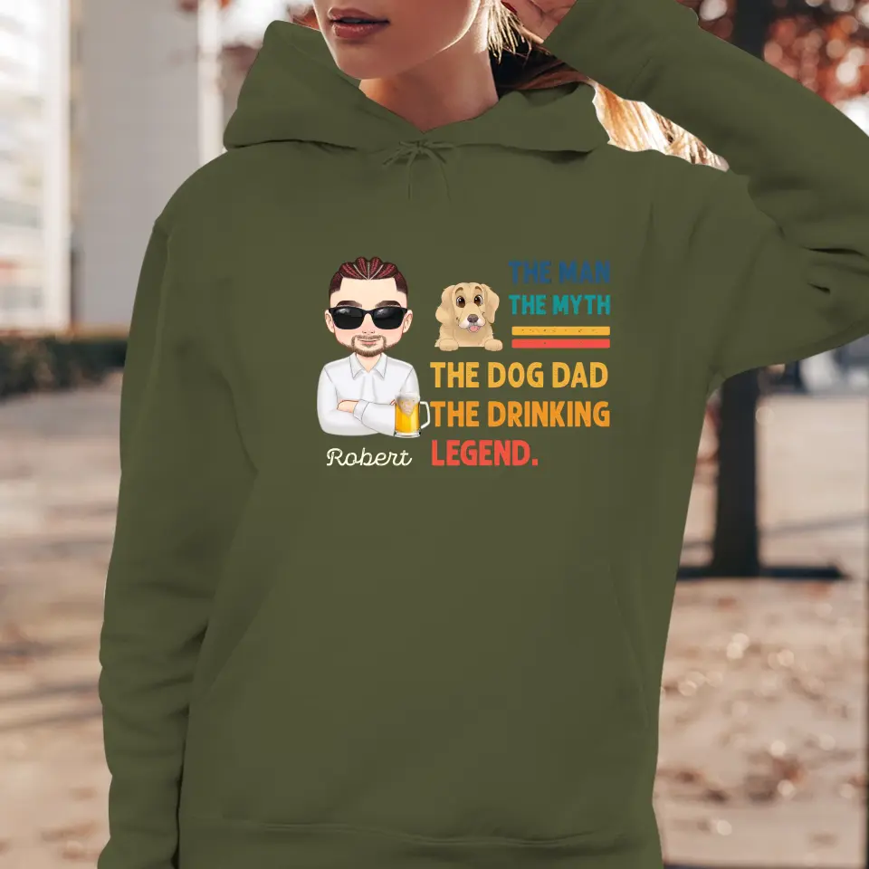 The Man, The Myth, The Dog Dad - Custom Name - Personalized Gifts For Dad - Hoodie