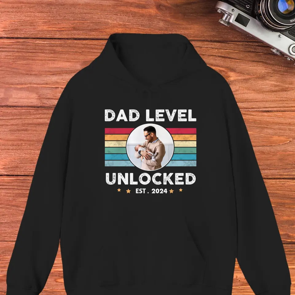 Dad Level Unlocked - Custom Year - Personalized Gifts For Dad - T-Shirt