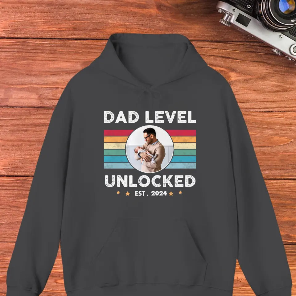 Dad Level Unlocked - Custom Year - Personalized Gifts For Dad - T-Shirt