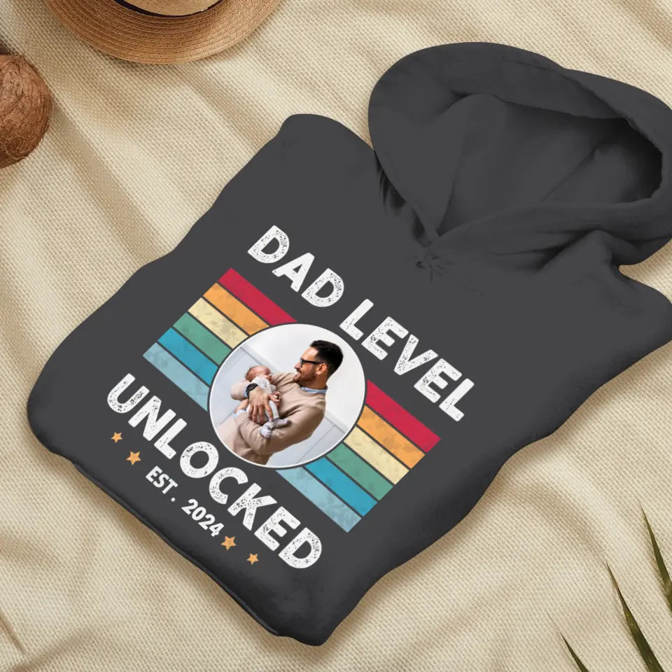 Dad Level Unlocked - Custom Year - Personalized Gifts For Dad - T-Shirt