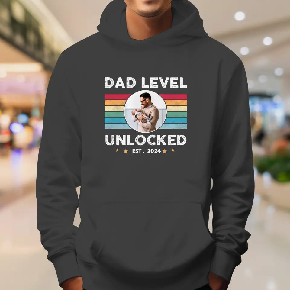 Dad Level Unlocked - Custom Year - Personalized Gifts For Dad - T-Shirt